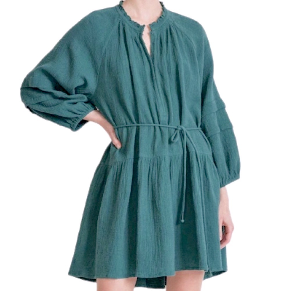 NWT Apiece Apart Laguna Deep Forest Mini Dress - Sz XL